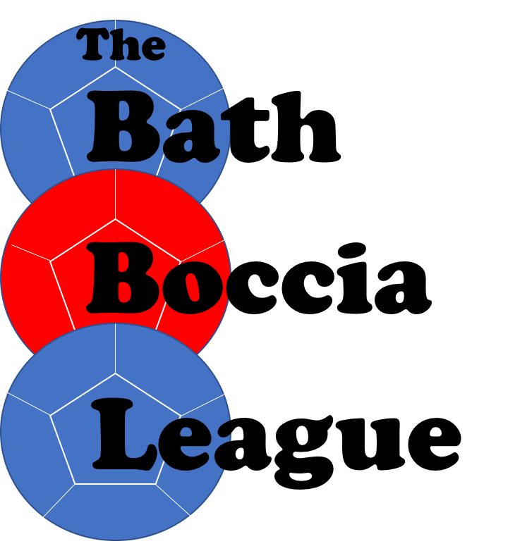 The logo for the Bath Boccia League with 3 coloured boccia balls