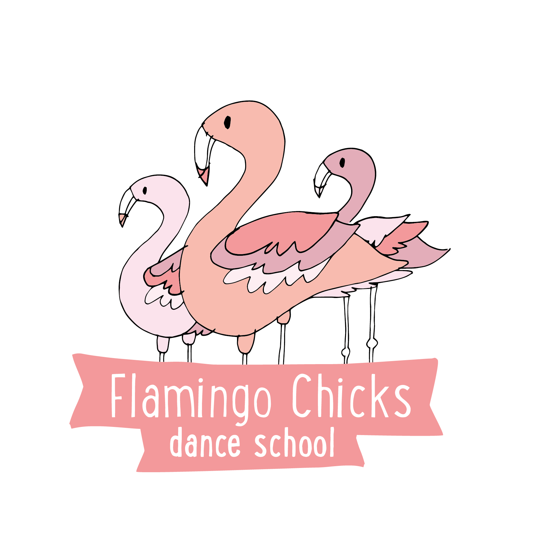 3 flamingos on a logo