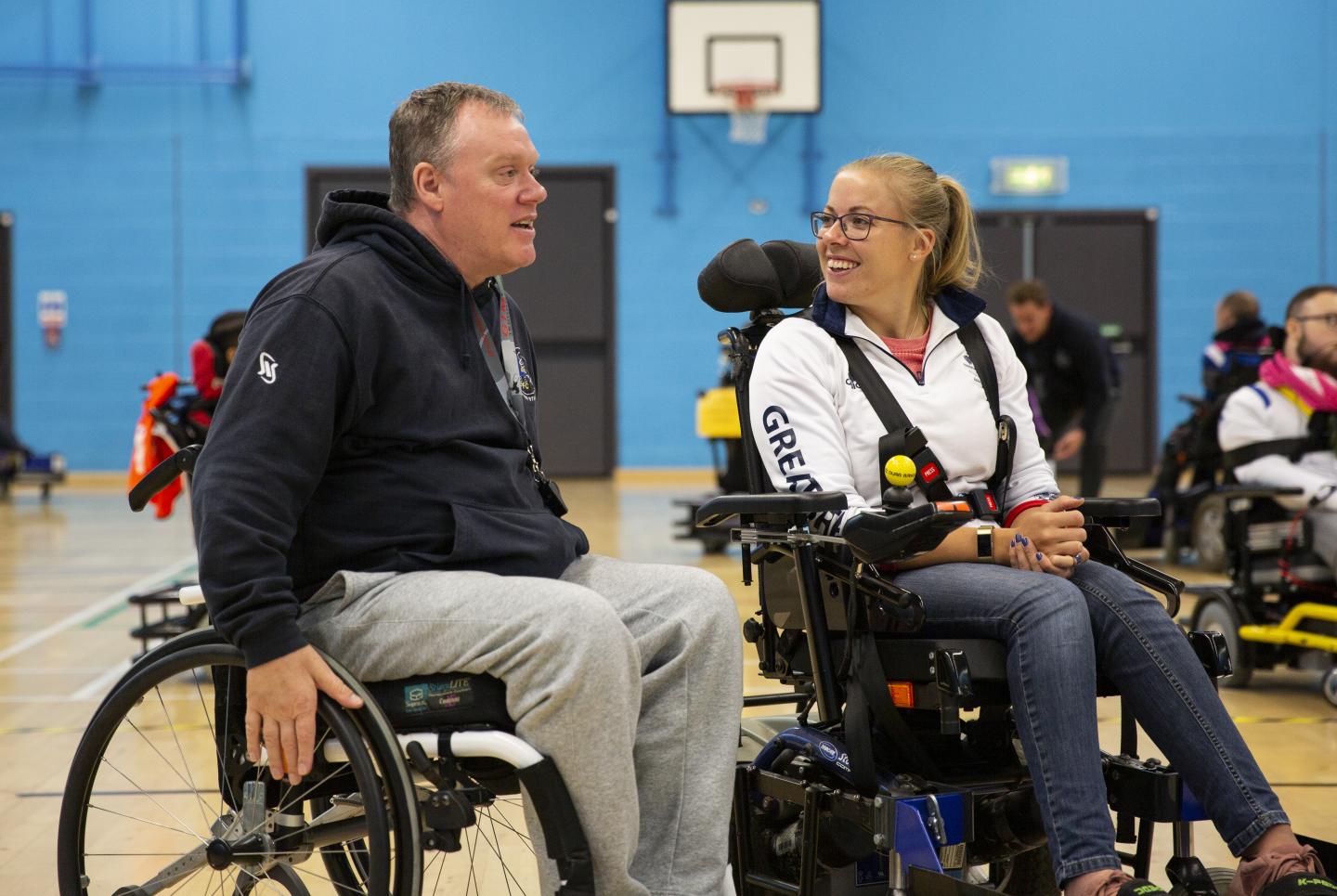 Hannah Cockroft tries powerchair football