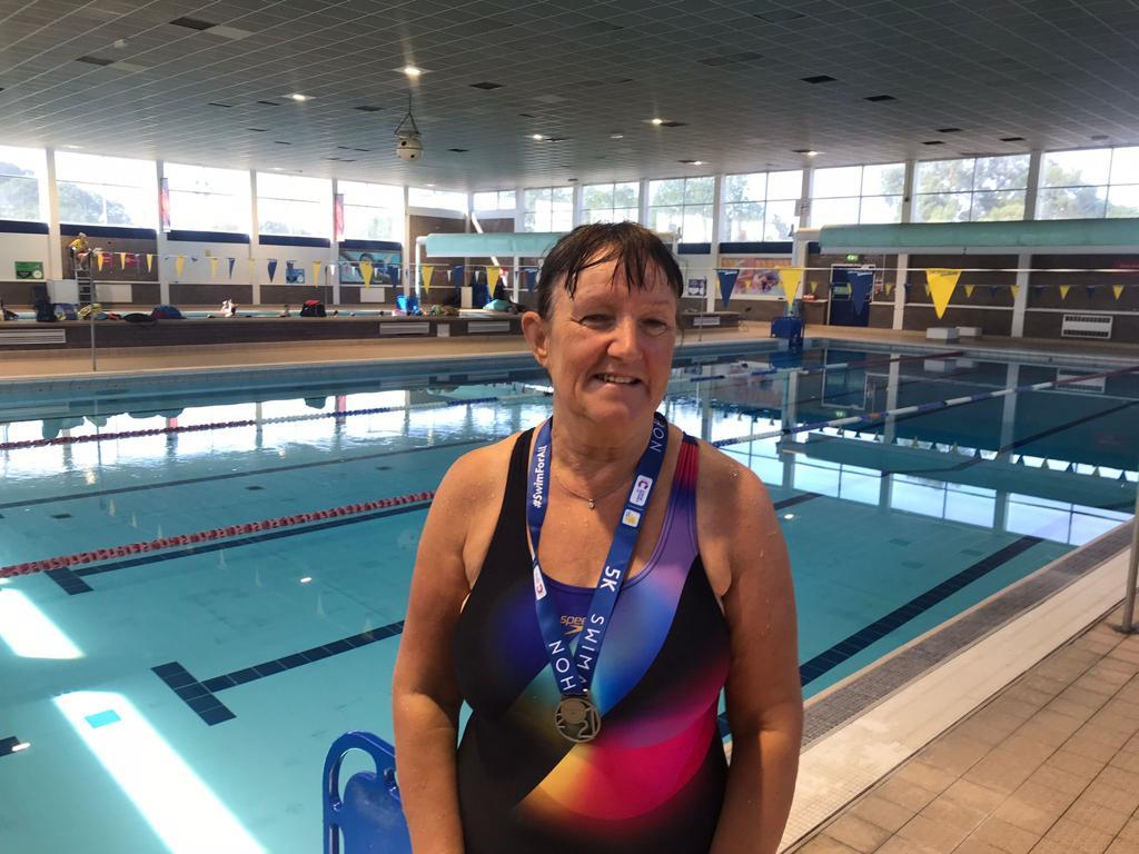 Jacqueline after completing her Swimathon in 2021