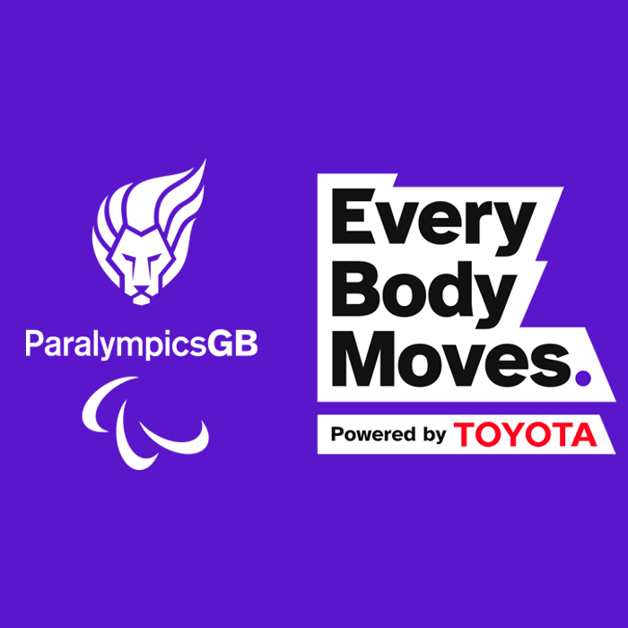 ParalympicsGB and Every Body Moves logo on purple background