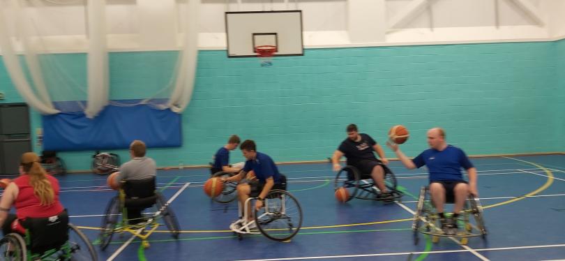 A Birmingham Wheelchair Basketball Club training session