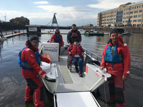 The Wheelyboat has a ramp that comes down at the front making it fully accessible to people with mobility issues or who use wheelchairs