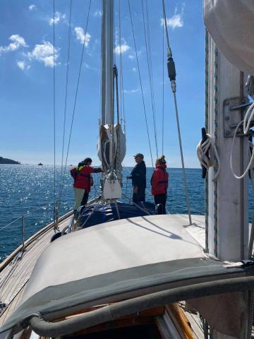 Client sailors onboard our yacht Winter.