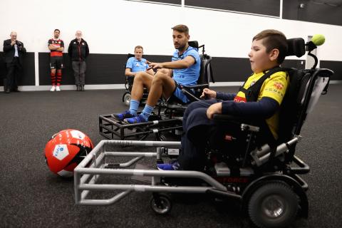 Milos Ninkovic of Sydney FC participates in a game of Powerchair Football