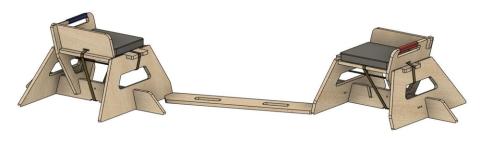 CAD rendering of 2 sword seat set up for bouts