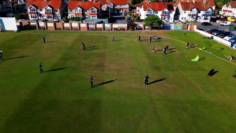 aerial shot of an inclusive cricket match