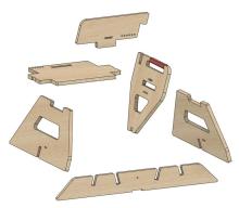 A exploded view of the 6 SwordSeat components