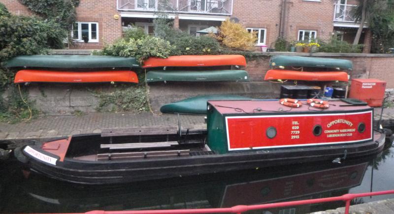 This is one of our 3 narrowboats. It is 60 foot long and has an outdoor seating area and an inside cabin.