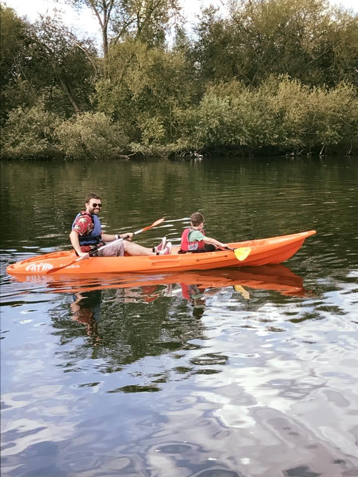 Tandem sit-on-top kayak in use