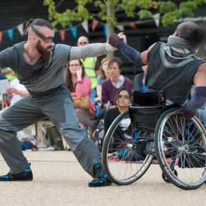 wheelchair dance pair outside