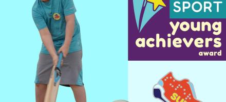 Child playing blind cricket